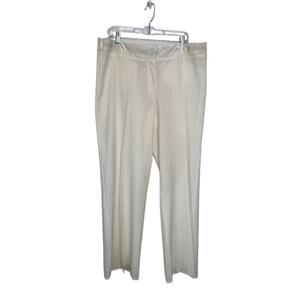 NWT Apostrophe Stretch Ivory Cream Straight Wide Leg Velvet Detail Pants Size 18